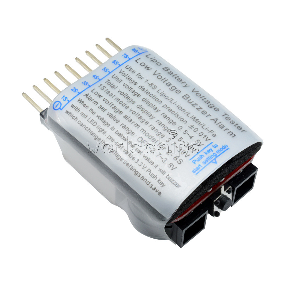 1S-8S RC Lipo Battery Low Voltage Alarm Buzzer Indicator Checker Tester LED