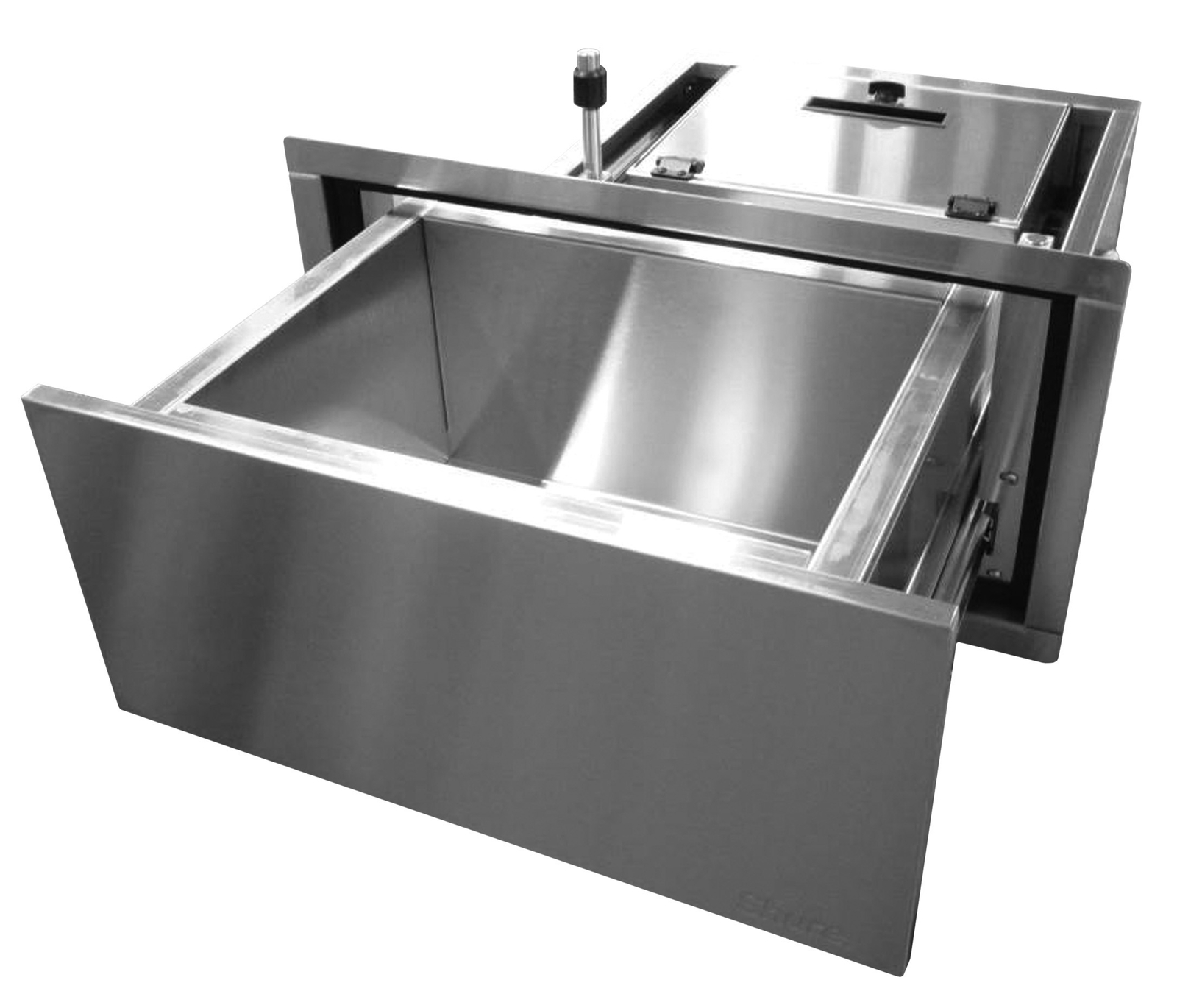 18″ W x 25″ D x 9″ H Thru-Wall Transaction Drawer With Locking Storage
