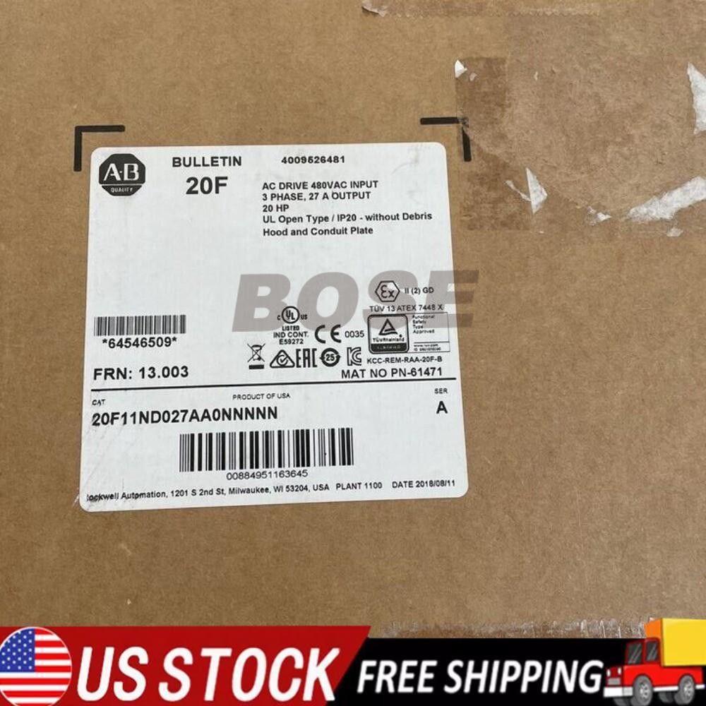 AB 20F11ND027AA0NNNNN 20HP PowerFlex 753 VFD AC DRIVE US Free Tax
