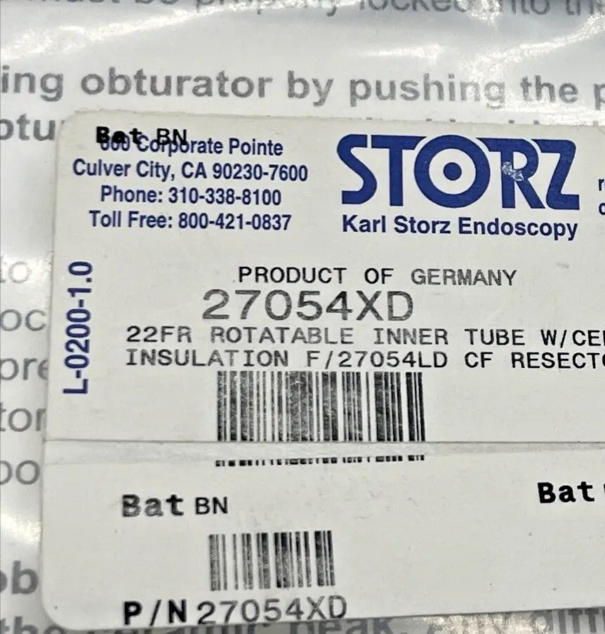 Storz 26055XD 27054XD Resectoscope Rotating Inner Tube, 7mm/22Fr.