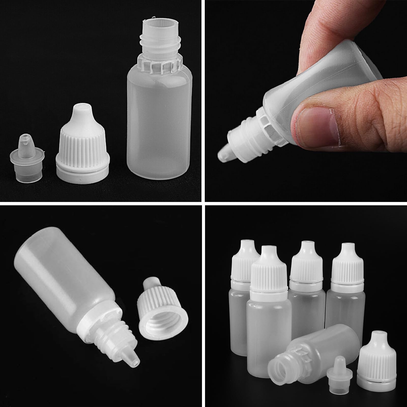 Eldwivz Plastic Eye Dropper Bottle: 50 pcs 10 ml Empty Small Squeeze White