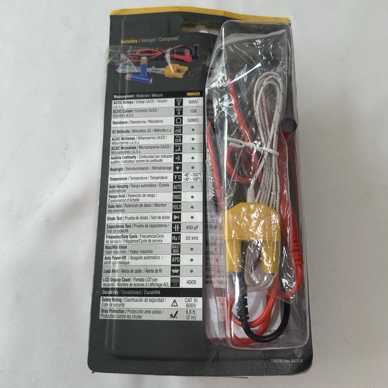 Klein Tools MM420 True RMS Digital Multimeter Auto-Ranging w/Test Leads