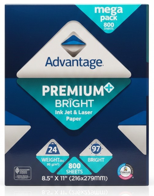 Advantage Premium+ Bright Paper 800 Sheets | 24 lb – 97 Bright | 8.5″ x 11″