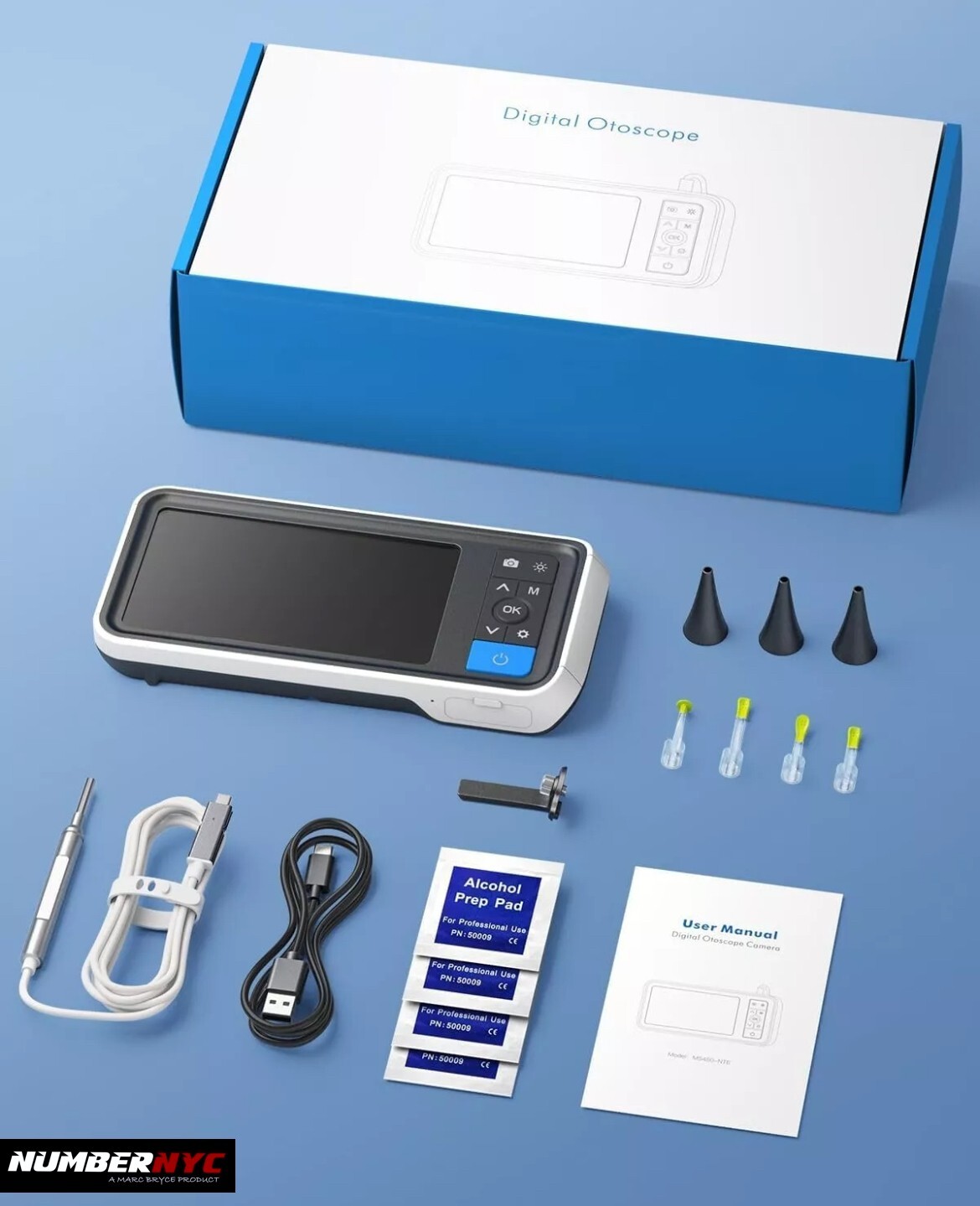 Digital Otoscope 4.5-inch IPS Color Screen 1.0MP 1080P 3.9mm Camera 6 LED MS450