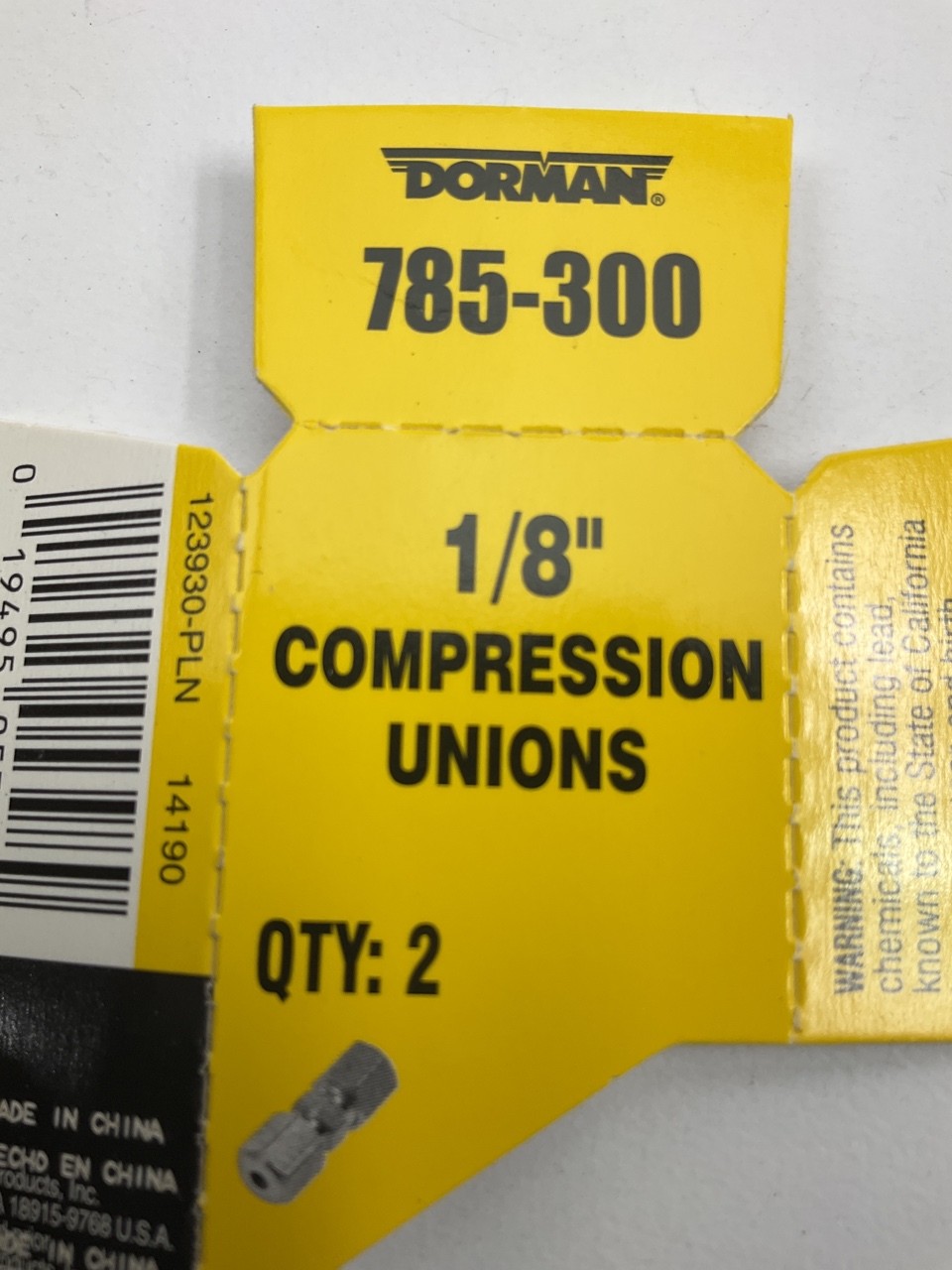 Dorman 785-300 Compression Union Fitting 1/8″ – 2 PACK