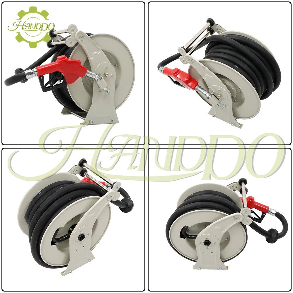 1″ × 50FT Diesel Hose Reel Fuel Hose Reel with Fueling Nozzle Retractable 300PSI