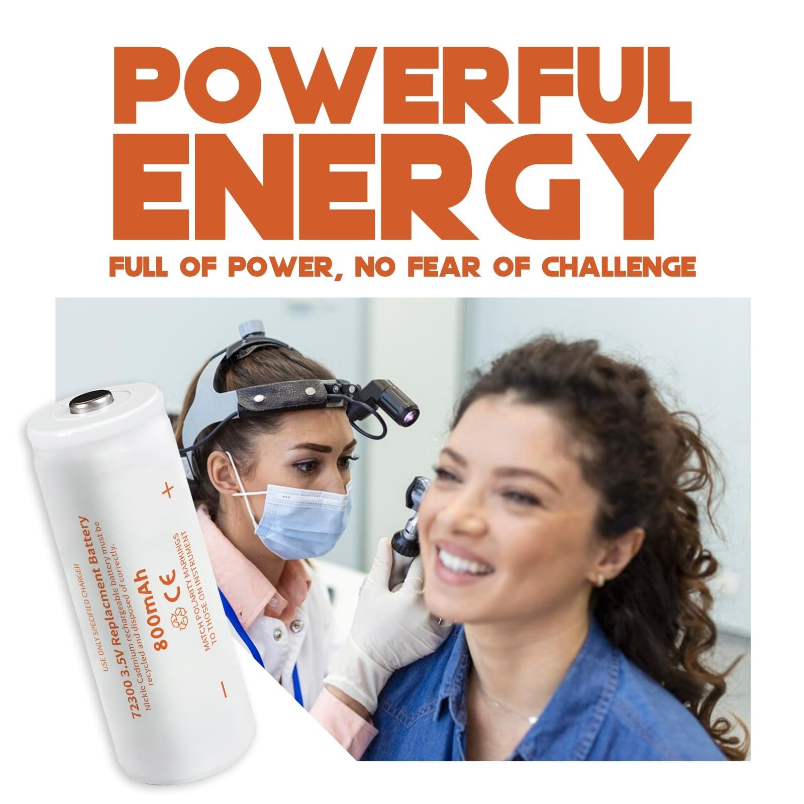 3.5V 800mAh Ni-Cd Battery for Otoscope | 20% Longer Runtime, UL CE RoHS, Leak-Pr