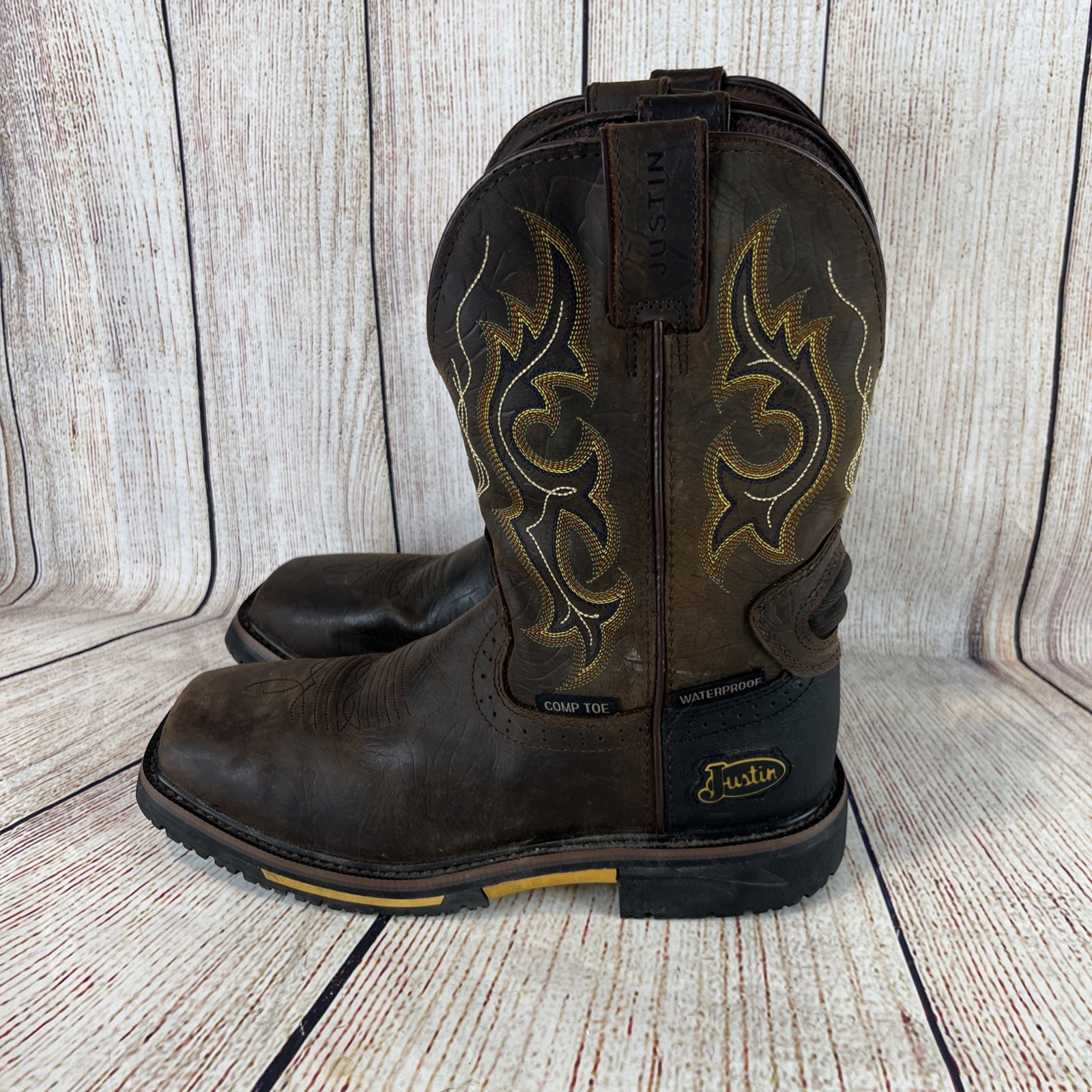 NEW Justin Boots Joist 11″- COMP TOE / WATERPROOF / EH – Brown – SE4625 Sz 8 D