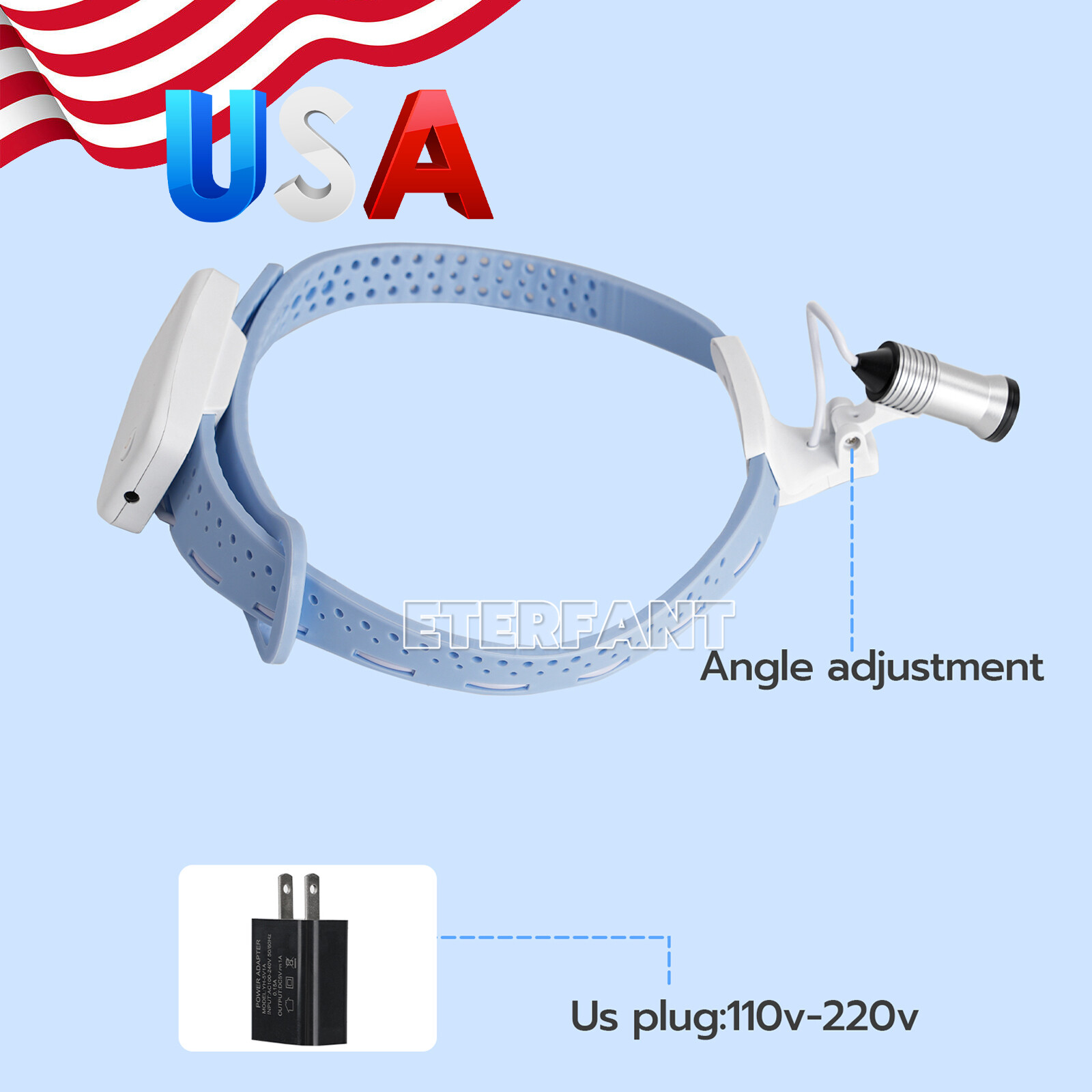 ETERFANT 5W LED Lightweight Silicone Headlamp Dental Surgery Medical Blue