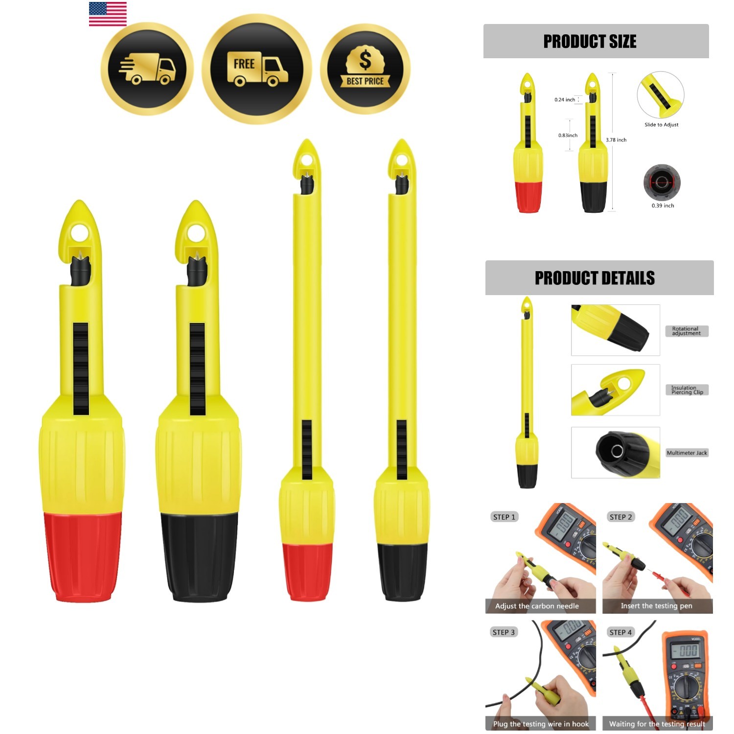Wire Piercing Probe, Insulation Piercing Clip Tool for Multimeter Voltage Vol…
