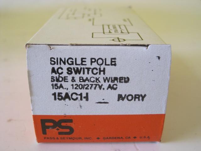 BOX OF 10 PASS & SEYMOUR SINGLE POLE AC SWITCH SIDE AND BACK WIRED MADE IN USA