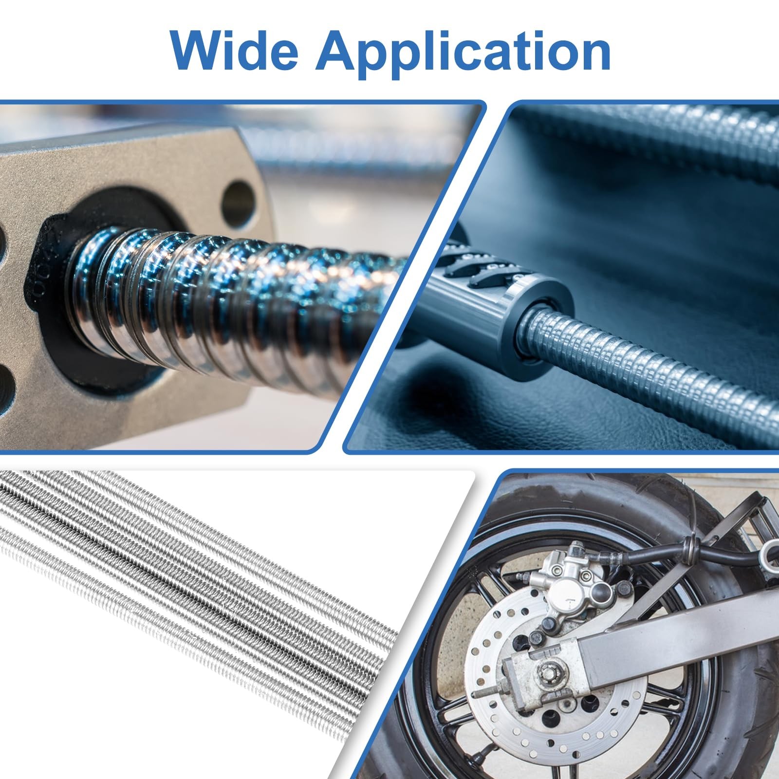 M3 x 300mm Fully Threaded Rod 304 Stainless Steel Right Hand Threads 5 PCS
