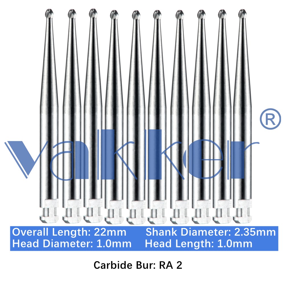 10/pk Dental Carbide Burs RA Latch Type 22mm Inverted Cone Football Low Speed