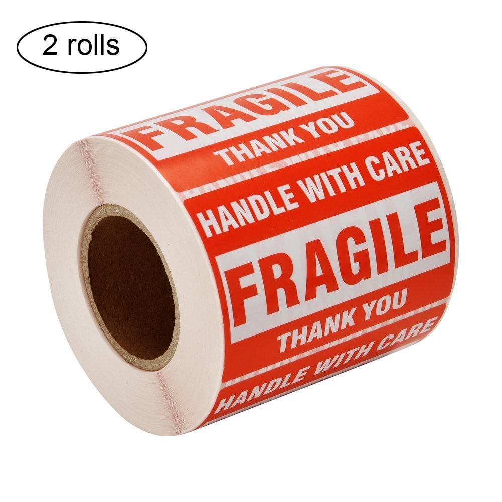 2 Rolls 2×3 500/Roll Fragile Shipping Labels Handle with Care Thank You Stickers