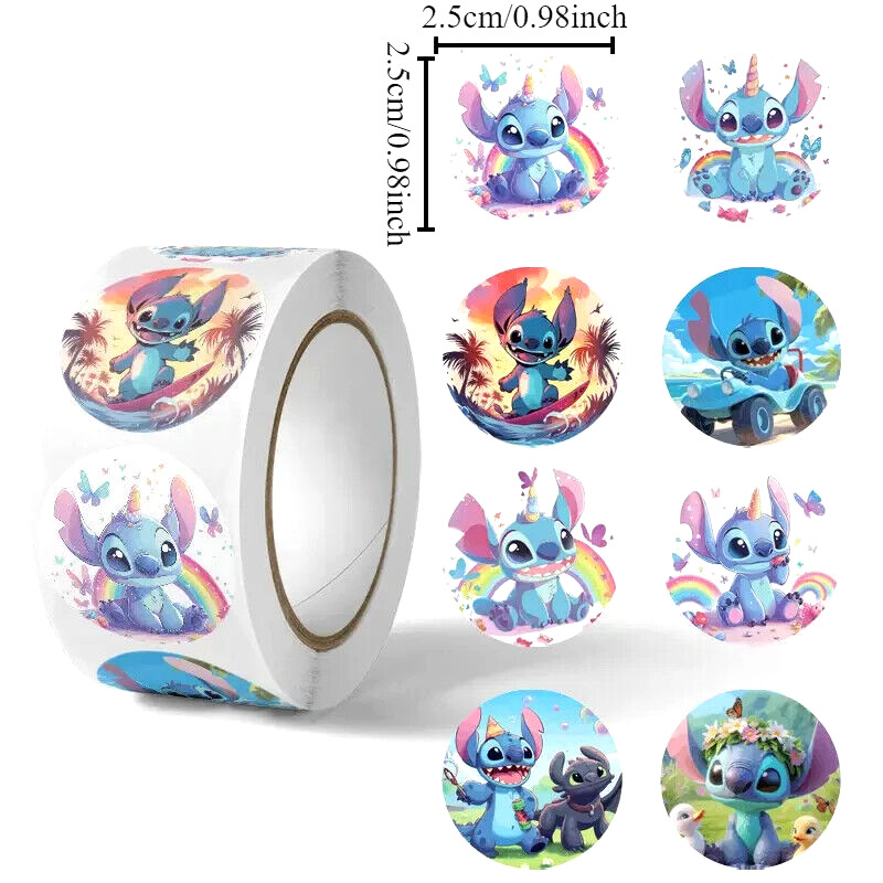 ⭐ TOP PICK!! ⭐ 2 ROLLS! 1000 STITCH STICKERS LILO AND STITCH DISNEY GREAT GIFT
