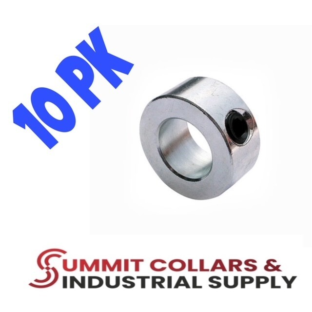 1/4” bore set shaft collar, zinc plated FREE standard shipping! 10 PCS