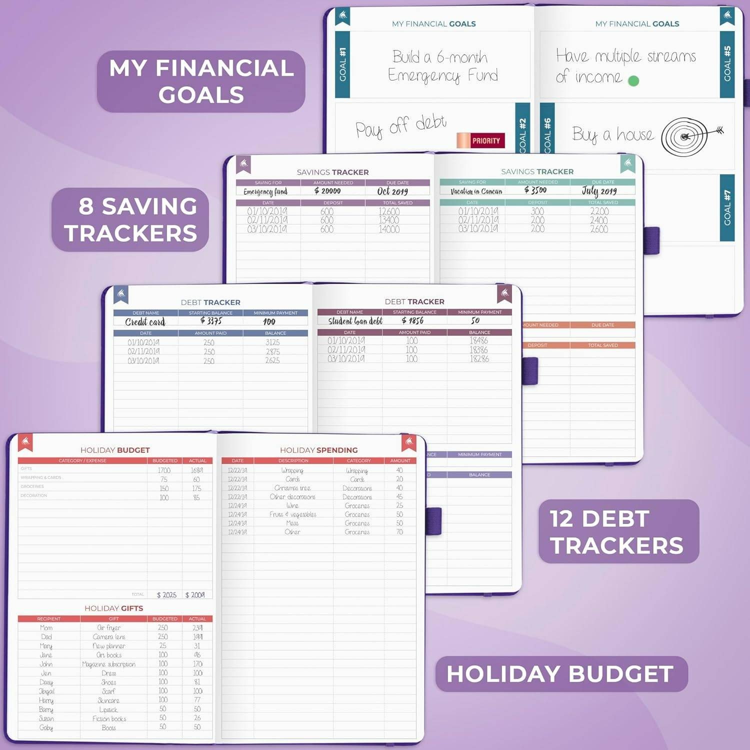 Clever Fox Financial Planner Premium Edition A5 Expense Tracker (Purple)