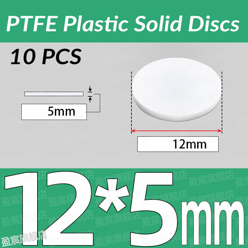 Dia 12-150mm THICK 5mm PTFE Plastic Solid Discs Flat Round Pad Sealed Cushioning