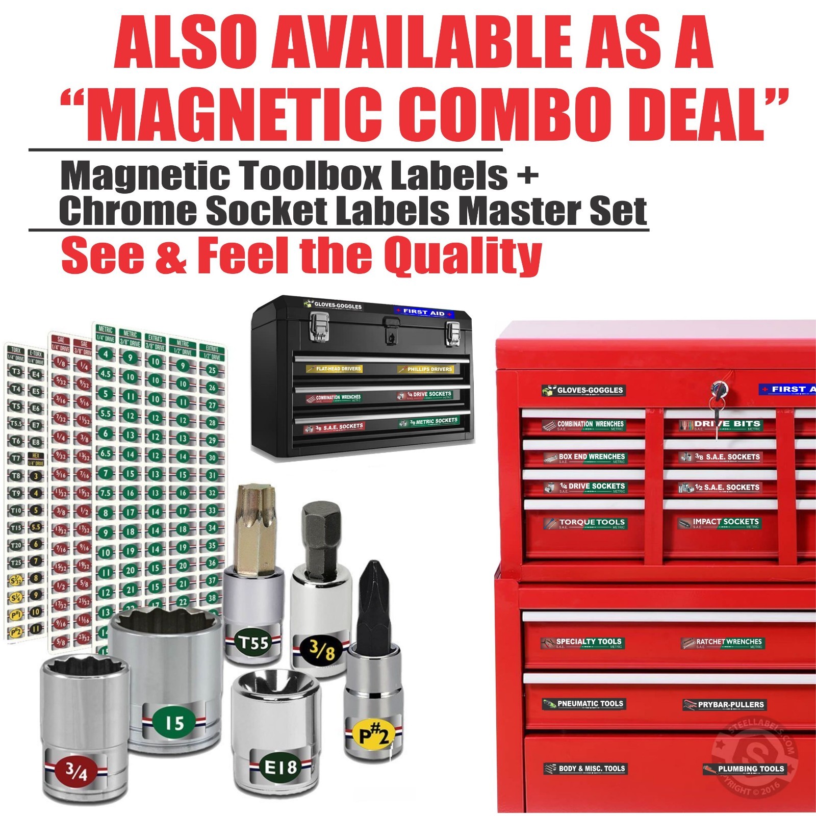 Ultimate Magnetic TOOLBOX LABELS fits all steel boxes tool chest & cabinets
