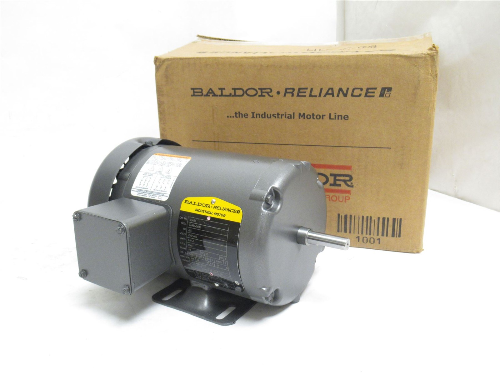 242133 New In Box; Baldor M3455 AC Motor; 1/4HP; 230/460V; 1140RPM; 3PH; 60HZ