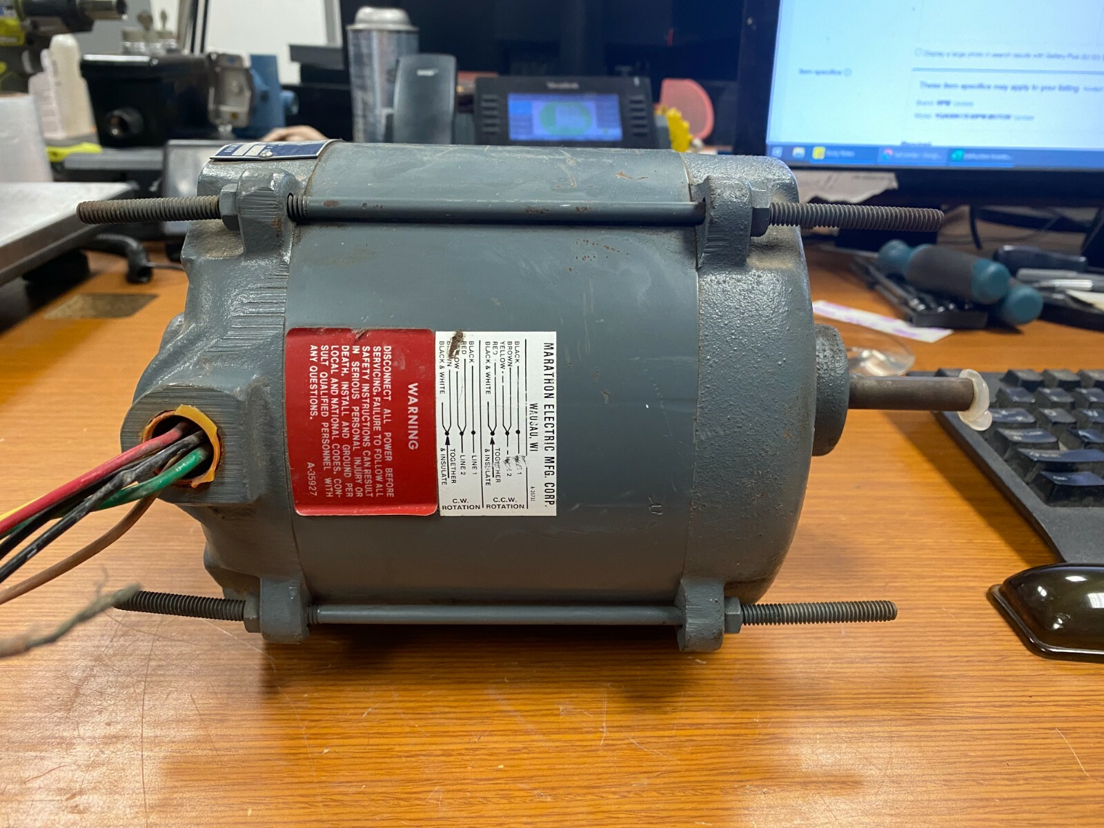 👀 NEW MARATHON 1/6 HP EXPLOSION PROOF MOTOR 1725 RPM 56-5 FR 115V YQA56S17E42PW