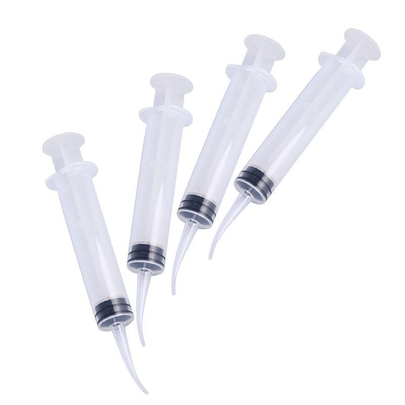 10-500 Pcs Dental Disposable Plunger Irrigation Syringe Curved Tips Fit 12cc