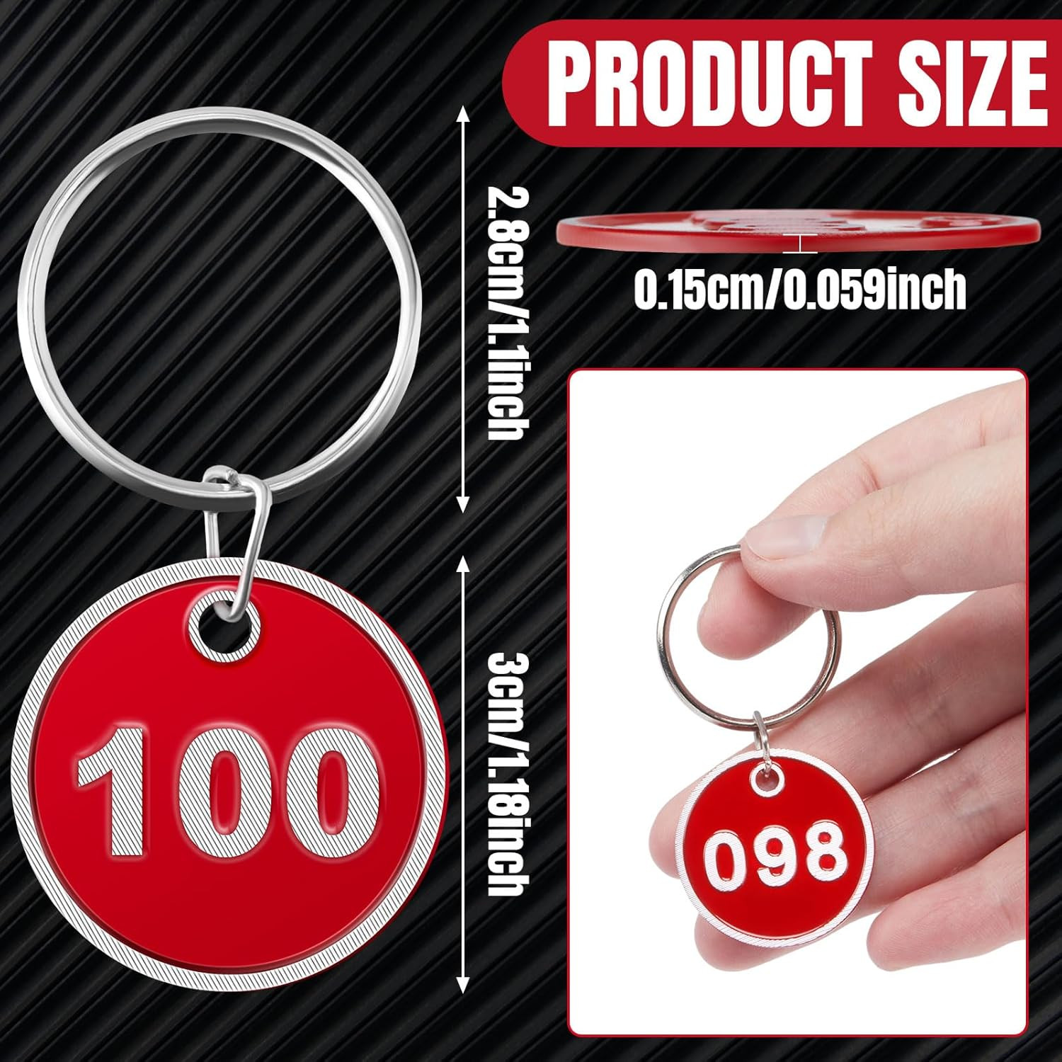 1-100 Numbered Key Tags round ID Aluminum Alloy Metal Number Tags Marking Hang L