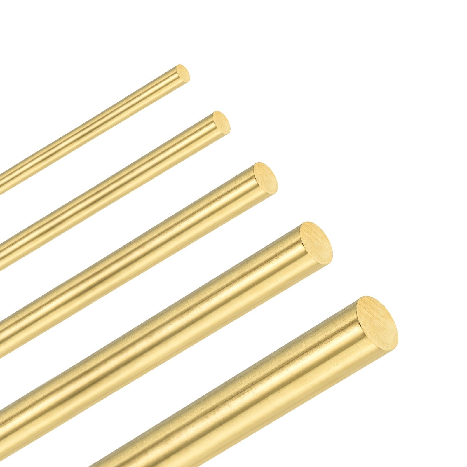 5 PCS Brass Rod 12.5mm Dia 7.87 Inch H59 Solid Brass Round Rods Shaft Pins