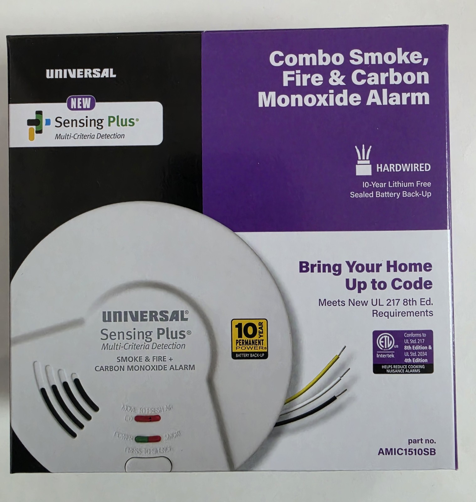 USI Sensing Plus AMIC1510SB Multi Criteria Hardwired Combo Smoke, Fire & Carbon