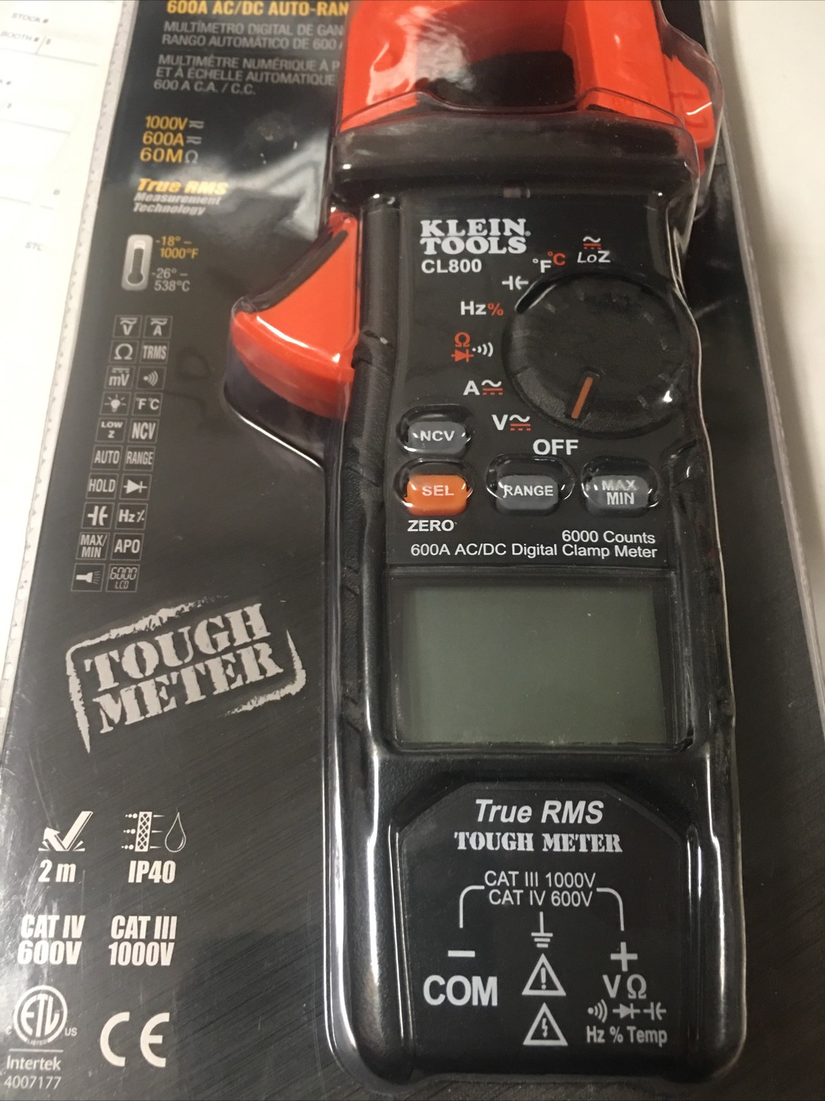 Klein Tools CL800 AC/DC True RMS Auto-Ranging Digital Clamp Meter