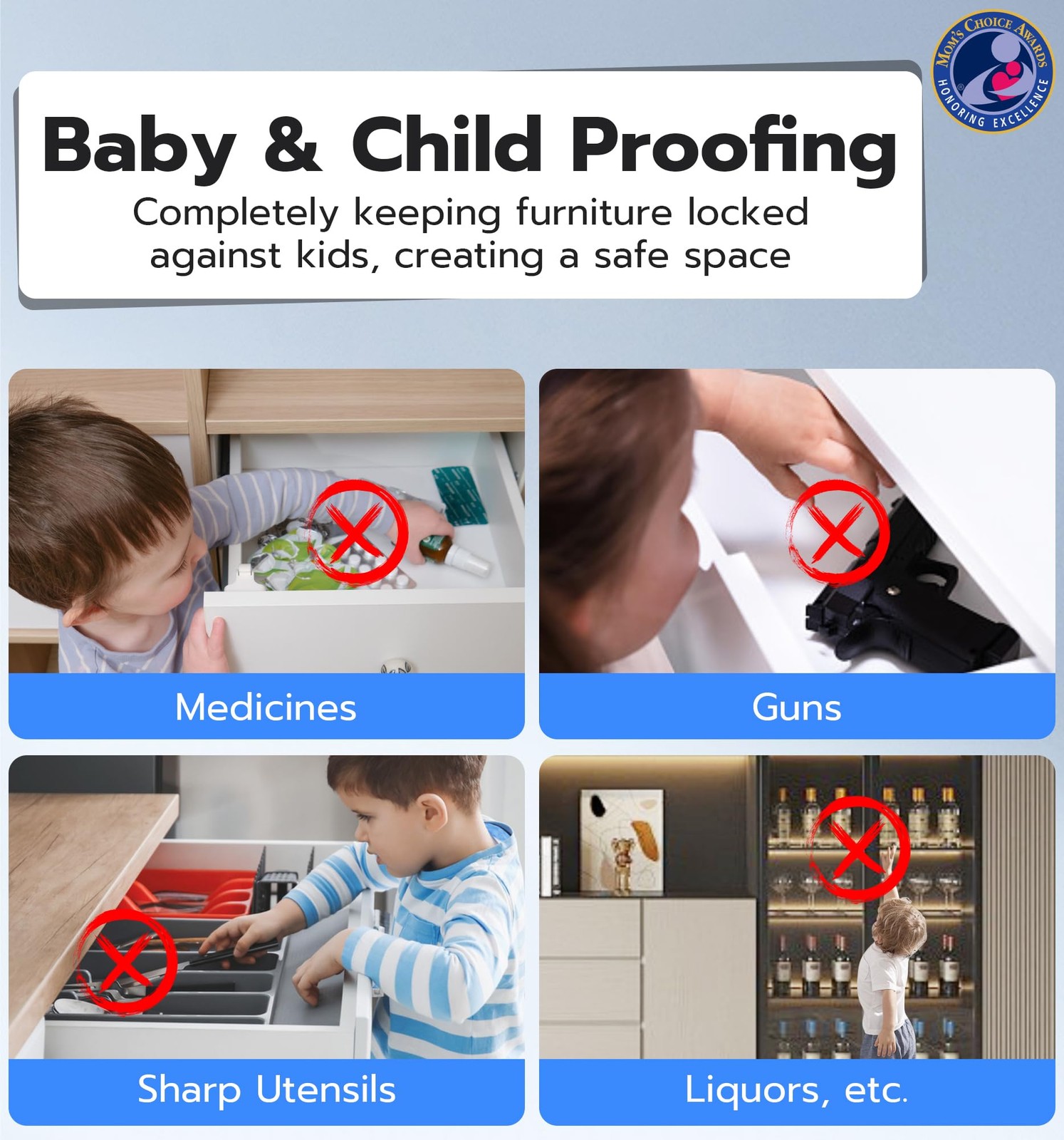 Anweller Baby Proofing Smart Cabinet Locks, Child Proof Drawer Locks, No Dril…