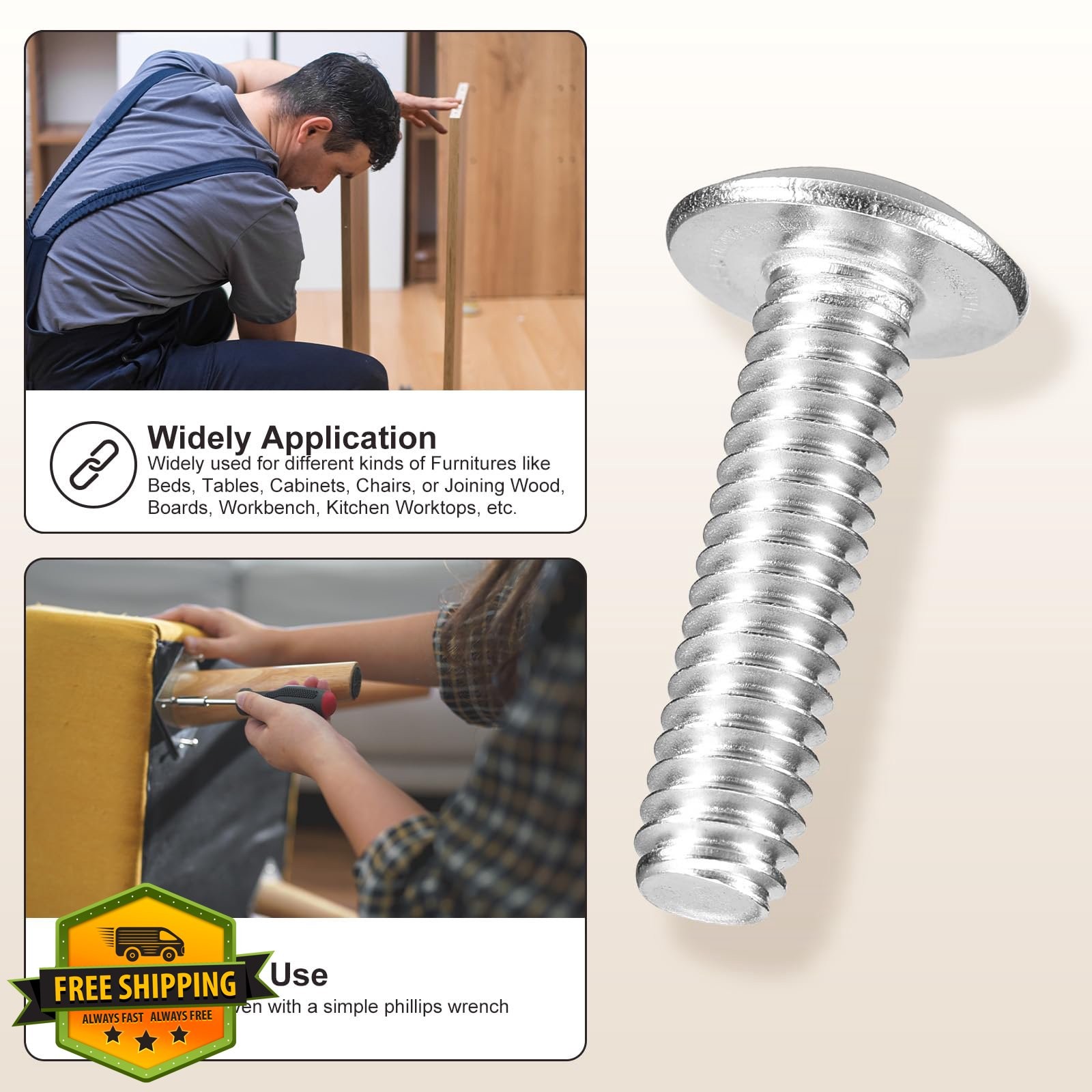 METALLIXITY M6-1x8mm Machine Screws 25 Pcs Silver