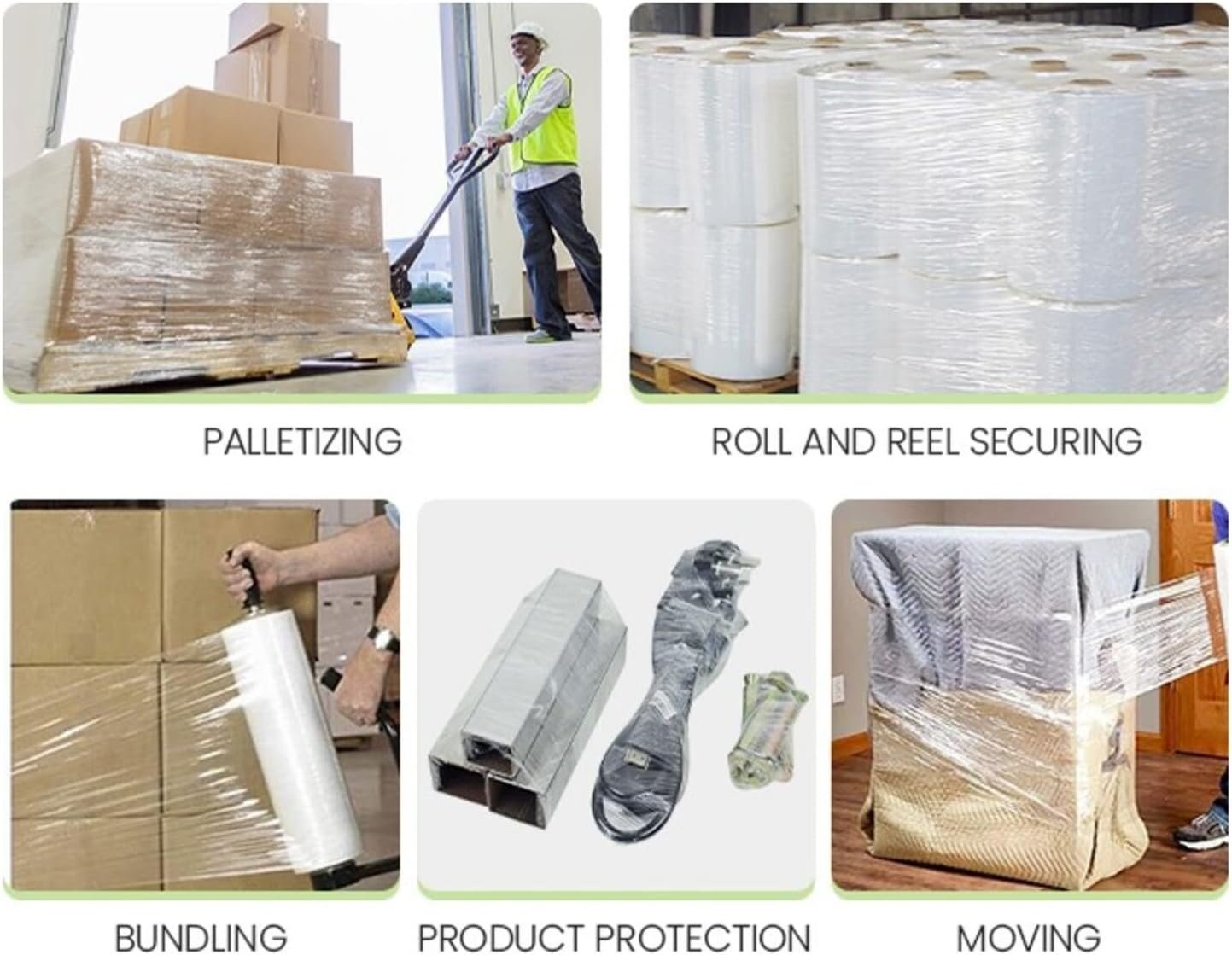 18″ x 1500′ 80 Gauge 2 Rolls Pallet Wrap Stretch Film Hand Shrink Wrap 1500FT