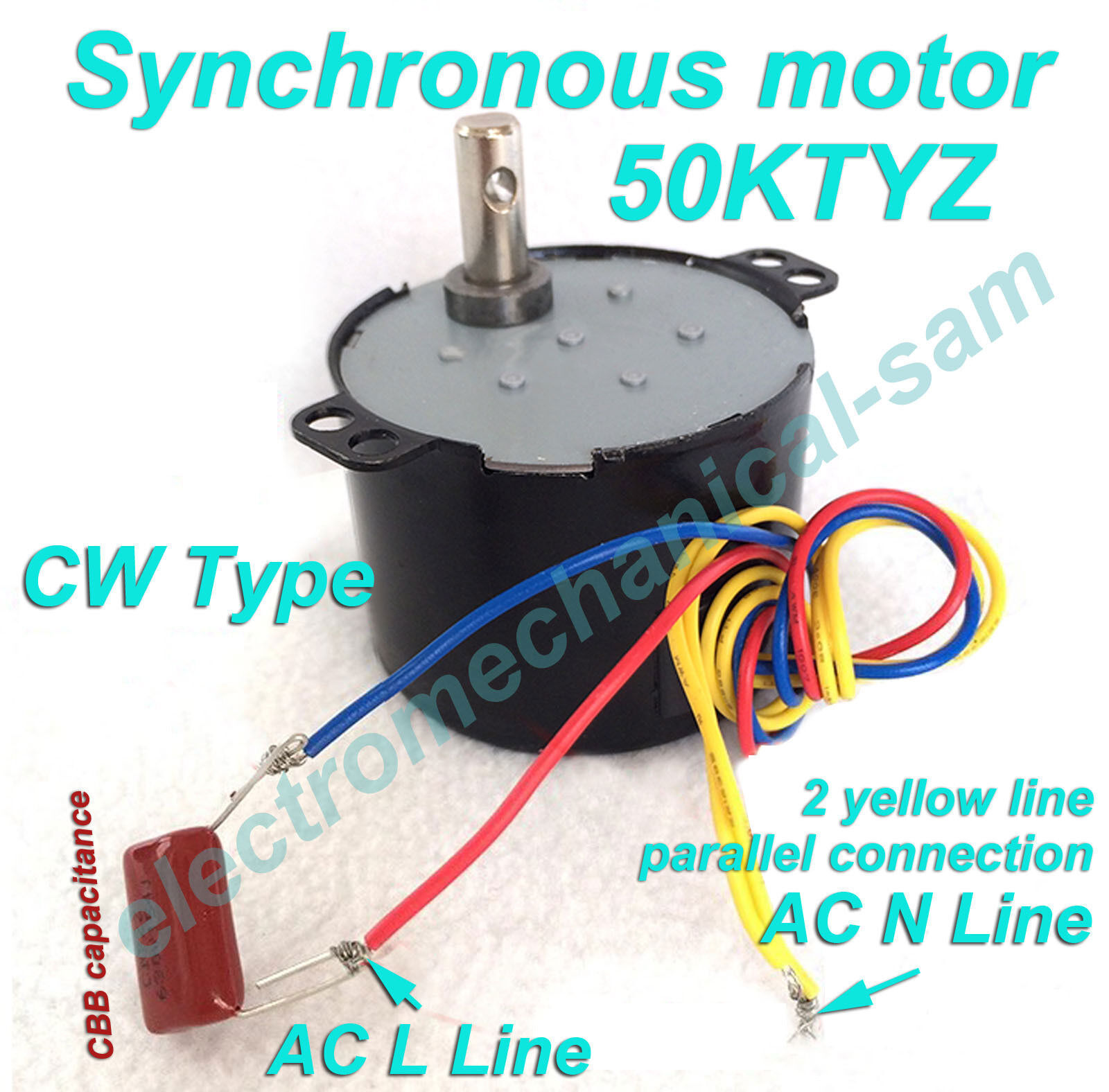 US Stock Synchronous Motor 50KTYZ AC 110V 120V 50/60Hz 1 2.5 100 rpm/m CW/CCW 6W