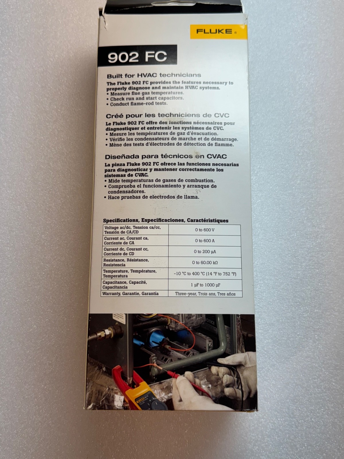 Fluke 902 FC HVAC True-RMS Clamp Meter AC Amp AC/DC Volt Contact Temperature