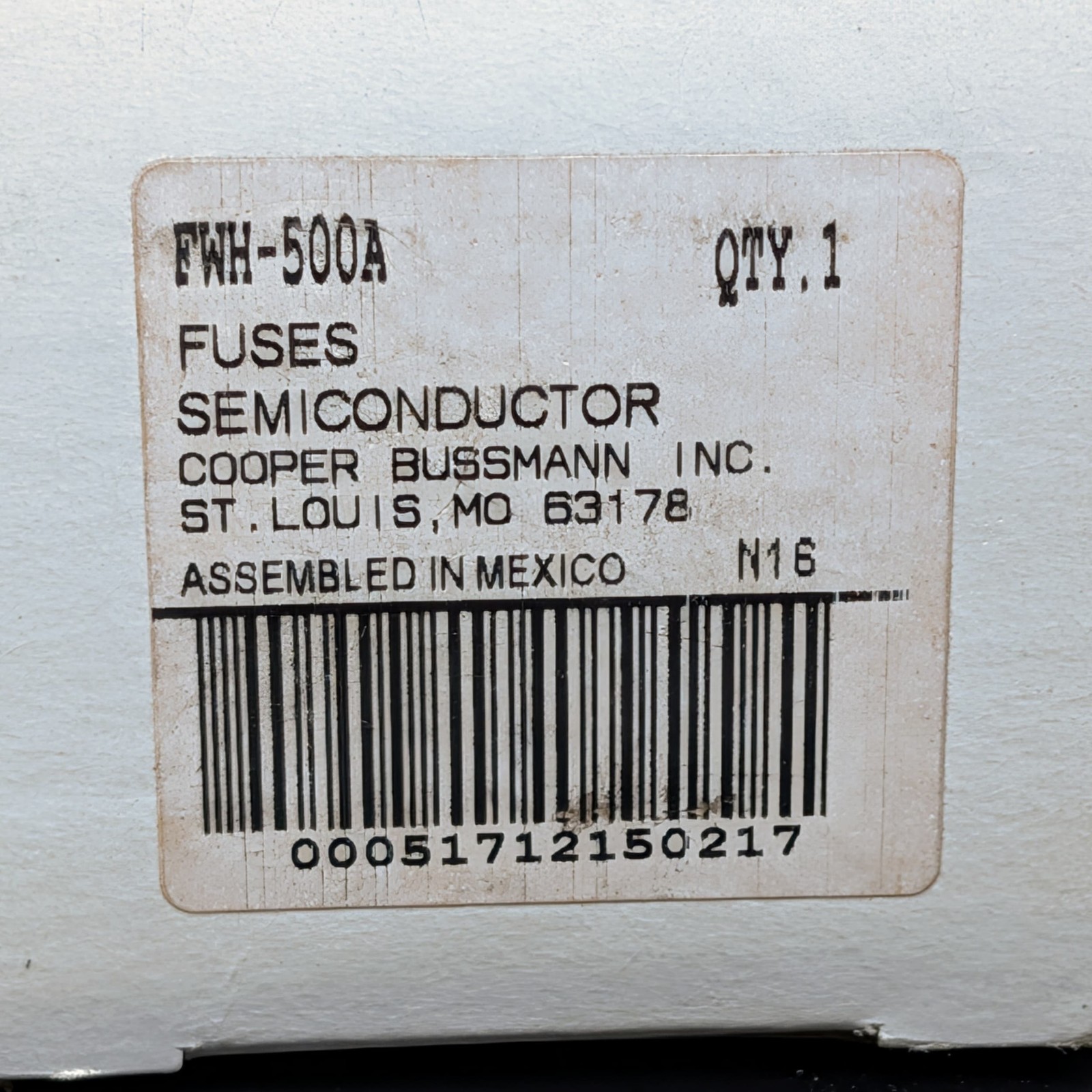 Cooper Bussmann FWH-500A Semiconductor Fuse 500A 500V AC/DC aR ⚡