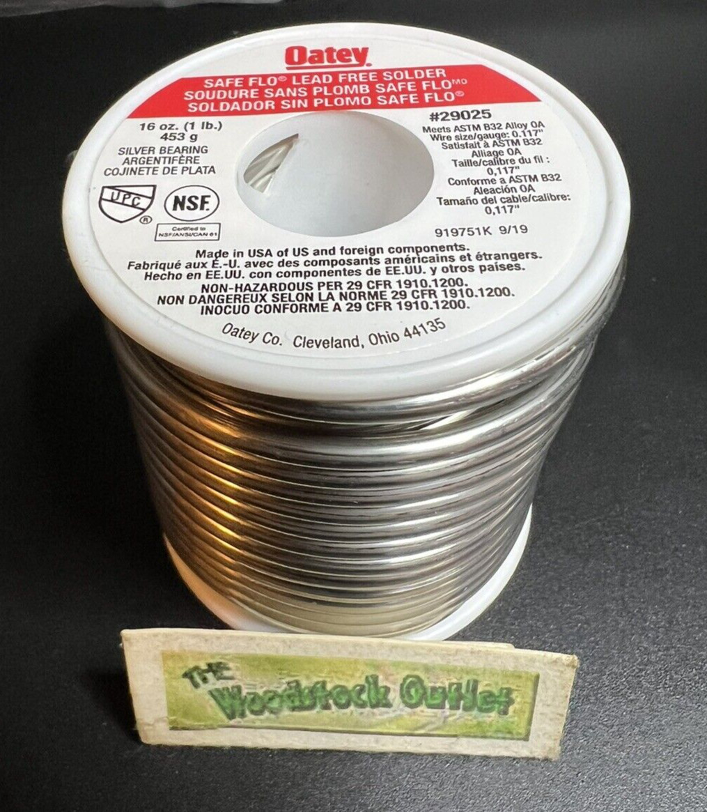 Oatey 1 Lb. Safe Flo Lead Free Solder #29025 Silver Bearing 0.117” SHIPS TODAY!