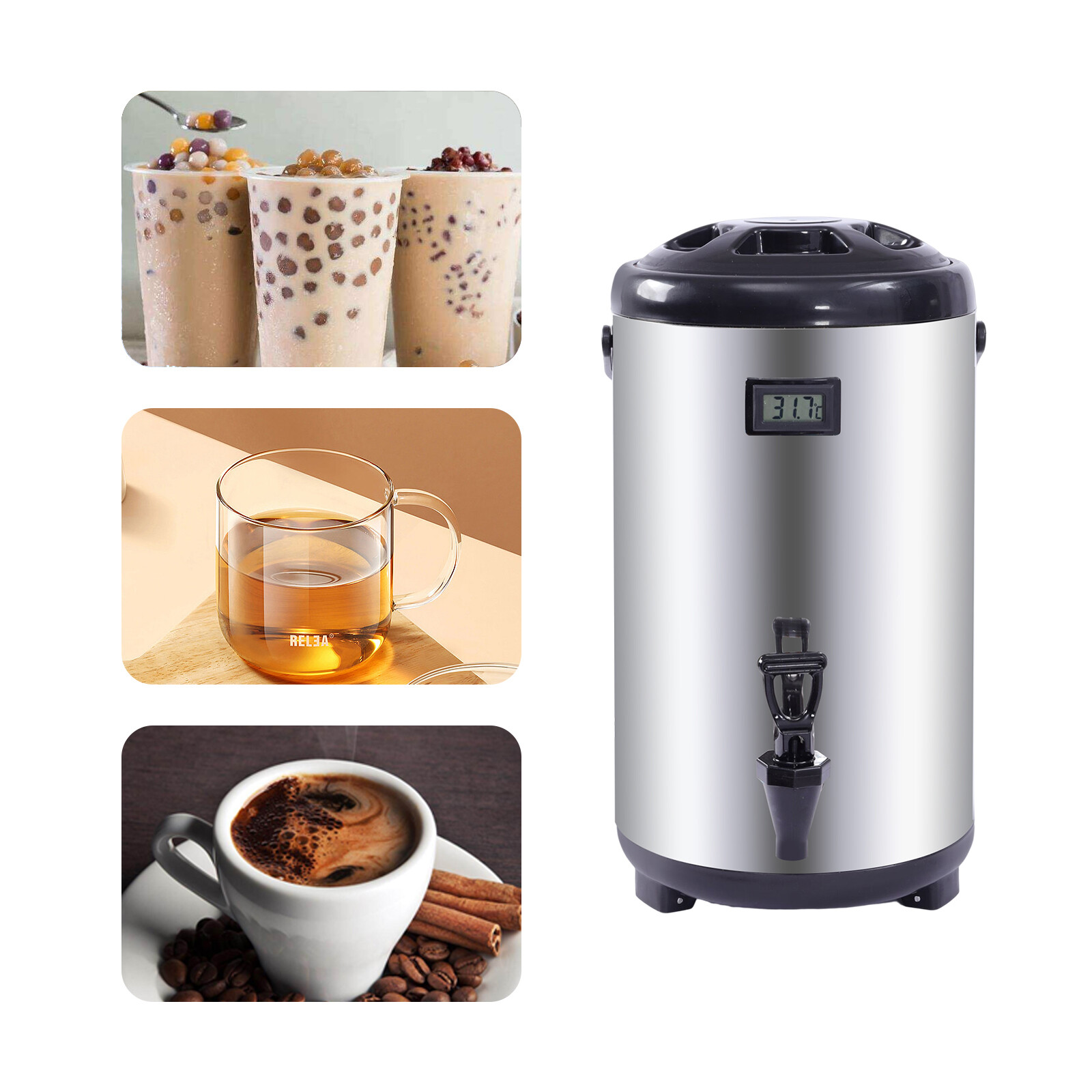 12L Insulated Beverage Dispenser Stainless Tea Juice Coffee Milk Dispenser NEW