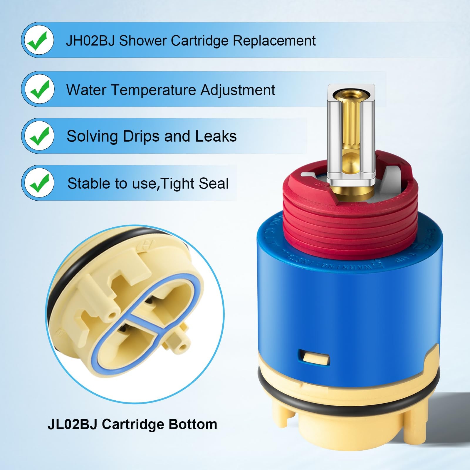 (1Pack) JH02BJ HL-40 Shower Cartridge Replacement,40mm Ceramic Blue, Red