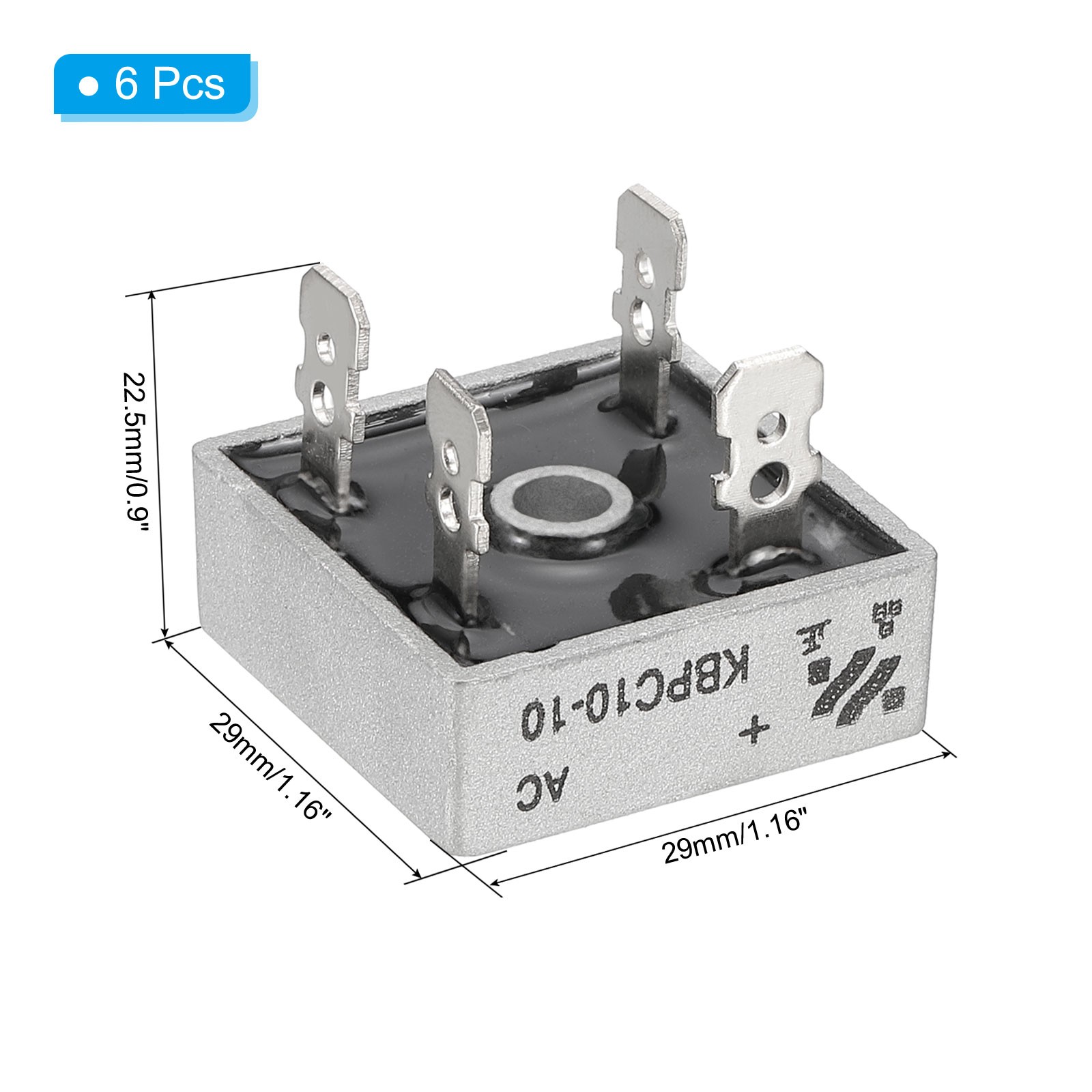 6 x KBPC10-10 Rectifier Diode Bridge Rectifier 10A 1000V Diodes, White