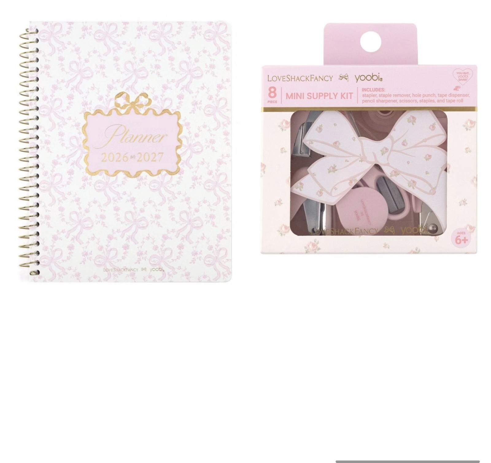 BUNDLE loveshackfancy x Target 7×9 planner(Coquette Bow) and 8pcs supply kit
