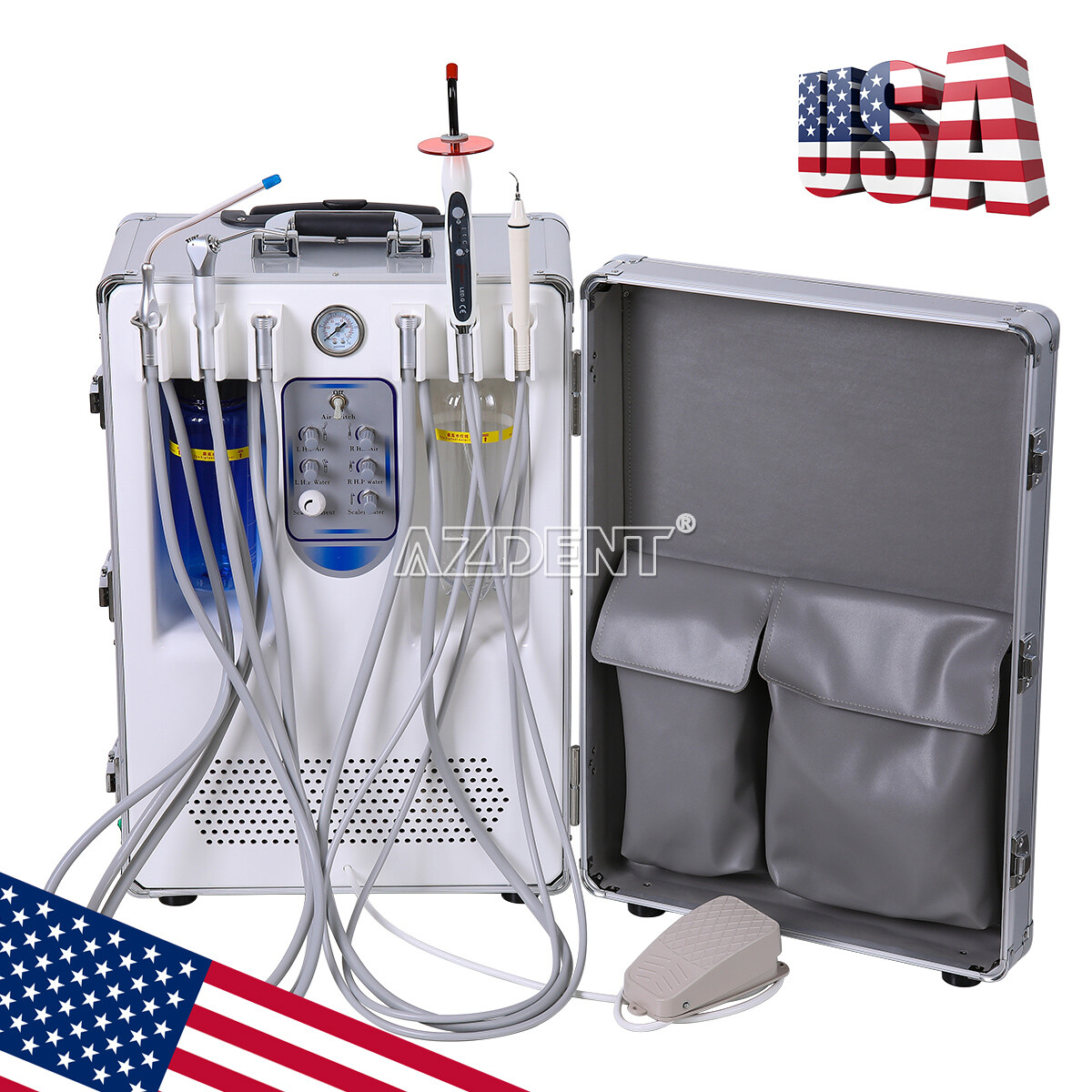 Portable Dental Mobile Delivery Unit+Curing Light+Scaler+Handpiece Kit 4 Hole