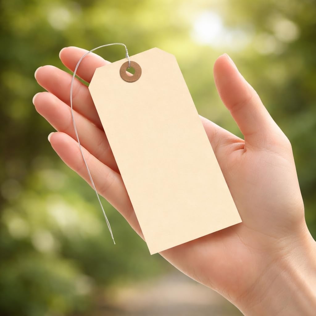 Durable Shipping Tags with Wire Ties – 200 Manila Paper Tags 4.75″ x 2.375
