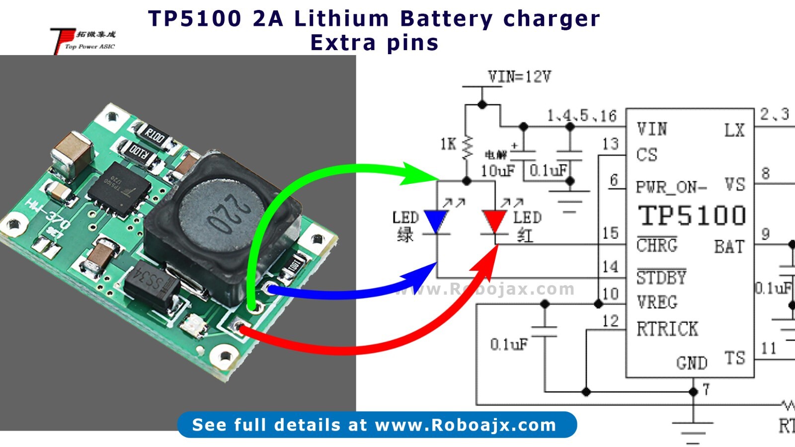 Lithium Ion Battery Charge Management Module TP5100 1S or 2S 4.2v 8.4v 2A Li-ion