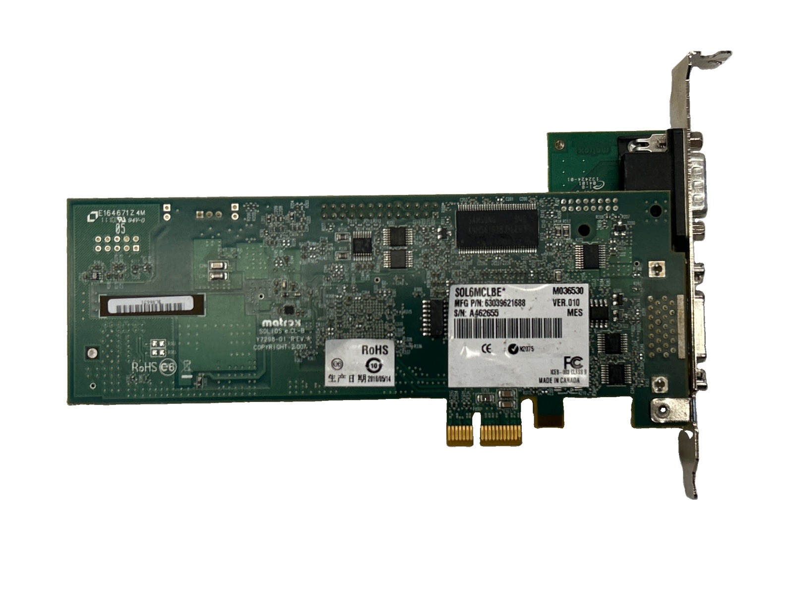 MATROX SOL6MCLBE SOLIOS ECL-B Y7298-01 Camera Link Capture card