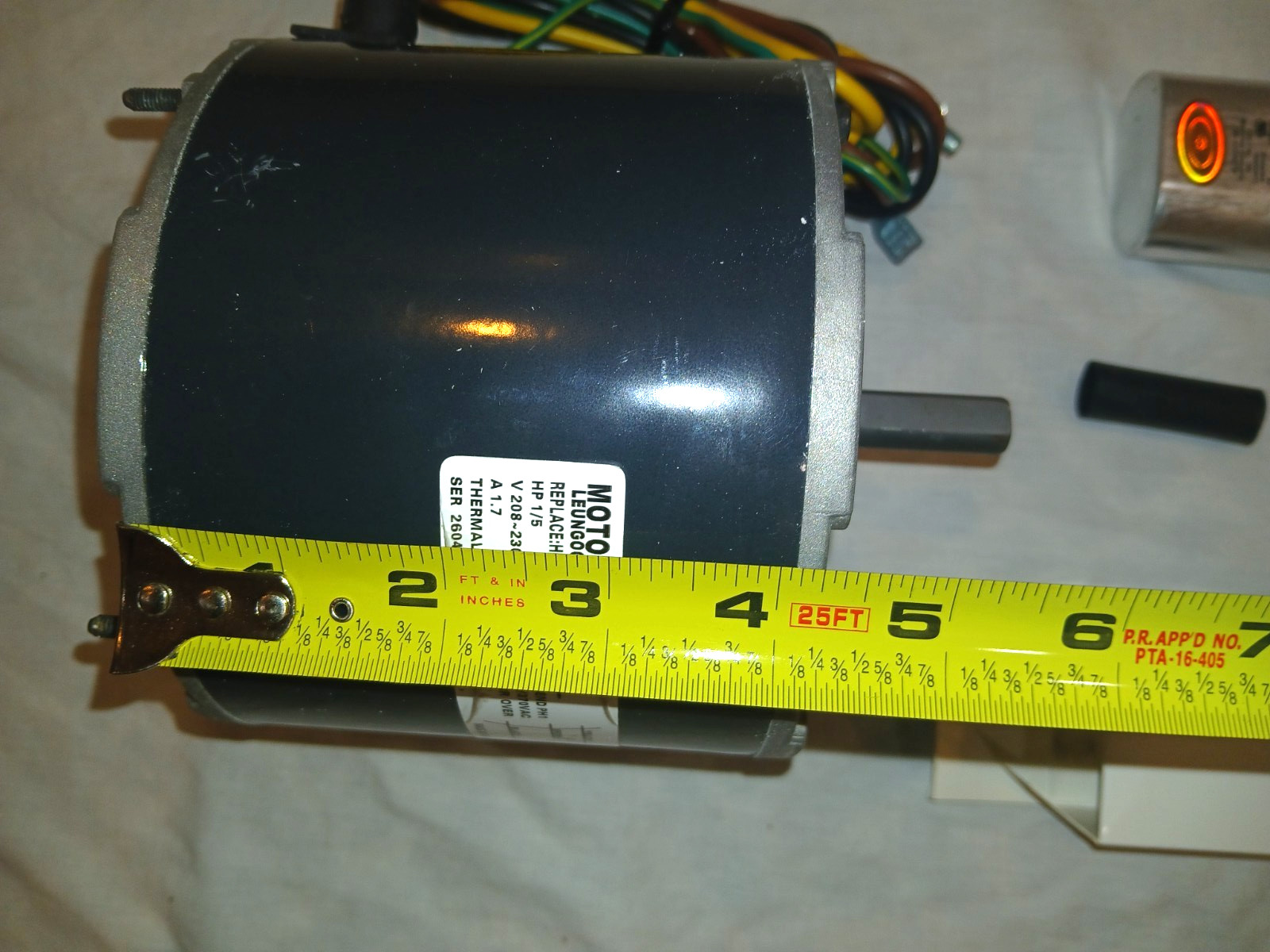 1/5 HP 825 RPM Condenser Fan Motor 208-230V Replaces Carrier HC37GE210 Capacitor