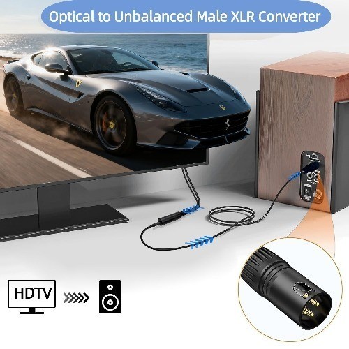 192KHz DAC Optical to XLR Converter, Optical to Unbalanced XLR Mal Size: 3.3FT