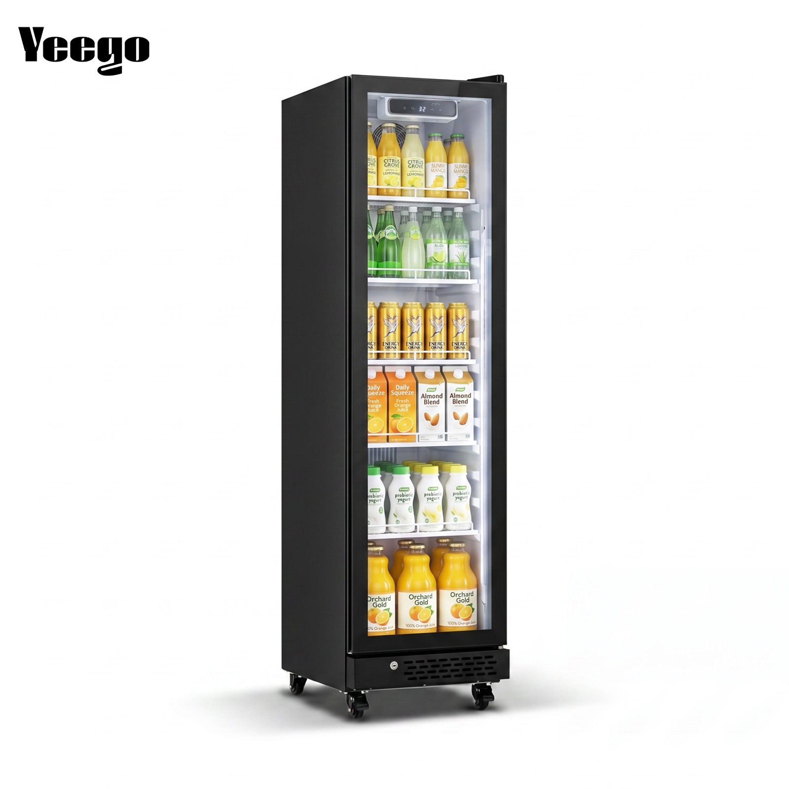 Yeego 6.9 Cu.ft Commercial Fridge 1 Glass Door Merchandiser Refrigerator Black