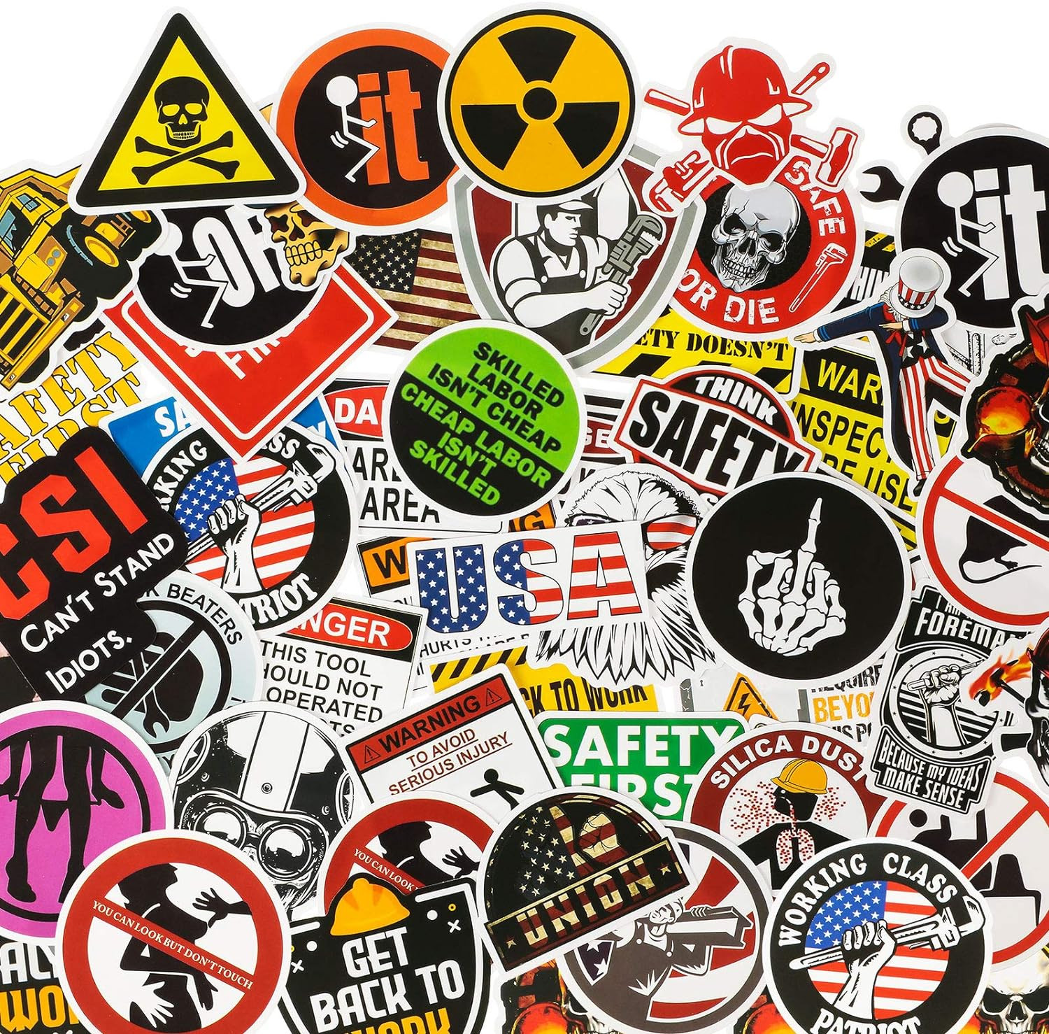 300PCS Helmet Decals Hard Hat Stickers, Funny Hat Sticker, Construction Tool Box