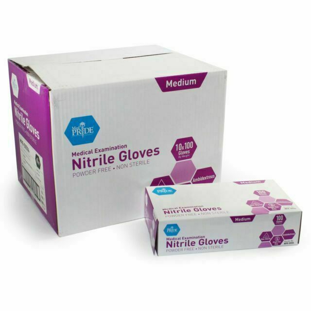 MedPride Powder-Free Nitrile Exam Gloves, Medium, Box/100